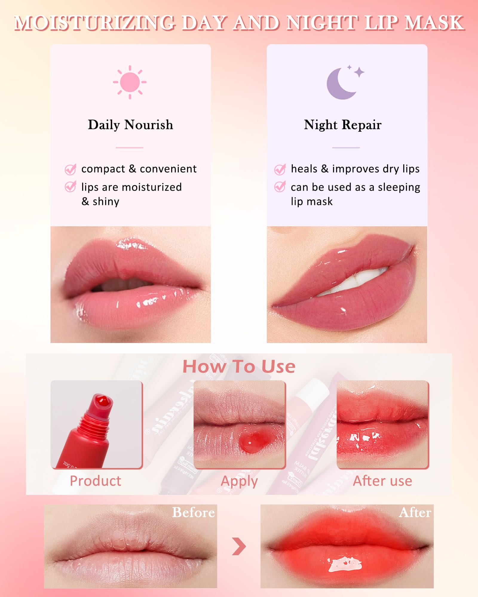Tinted Lip Butter Balm-3 Colors Vanilla Beige Brown Pink Sugar Lip Gloss,Clear Jelly Yummy Tint Lip Stain,Long Lasting Hydrating Glow Reviver Lip Care Oil,Women's Day Makeup Gift for Women-Set A